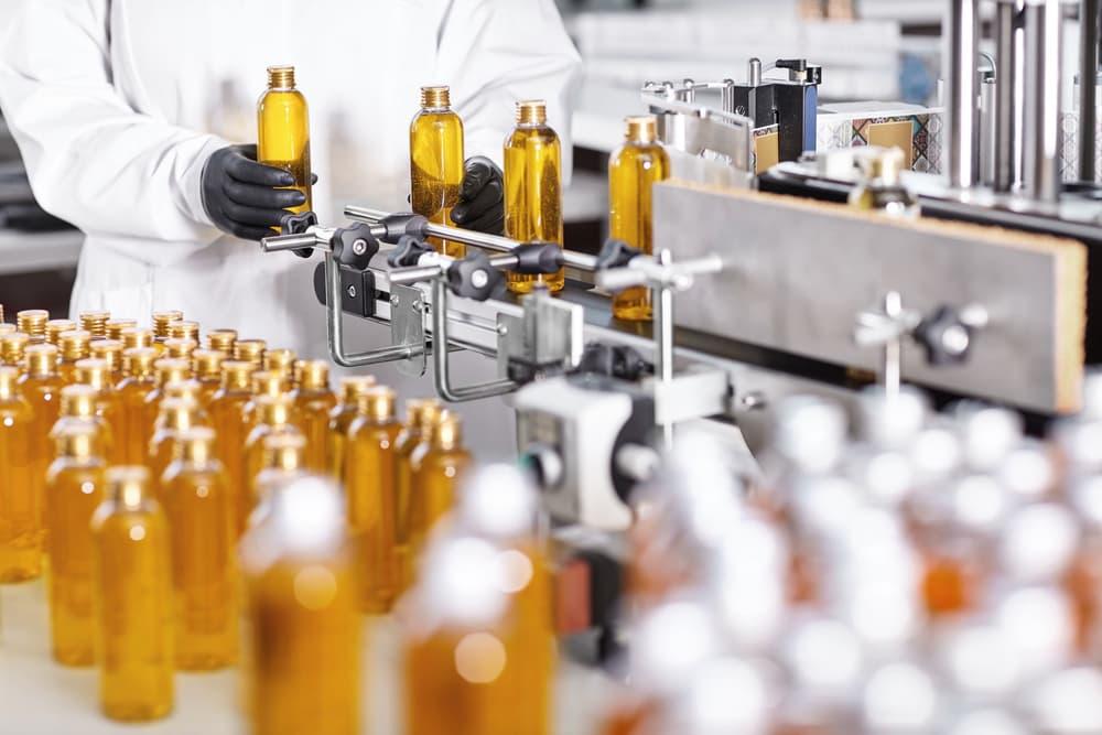 Bottles on a production line