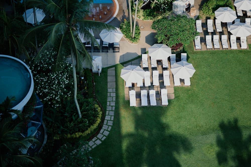 Aerial view of a resort garden